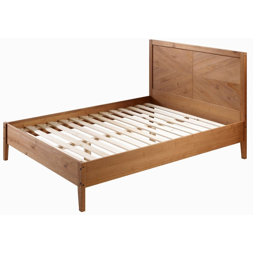 Wood Queen Bed - Caramel at Futonland