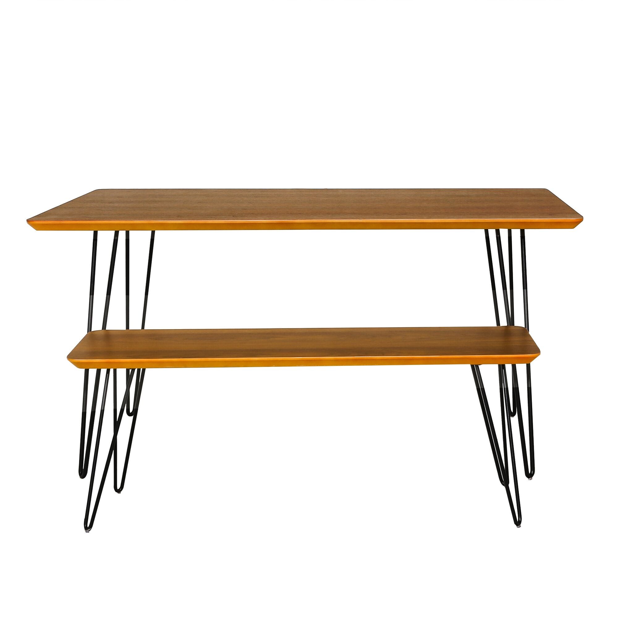 2 Piece Mid Century Modern Dining Table Set - Walnut/Black by Walker Edison