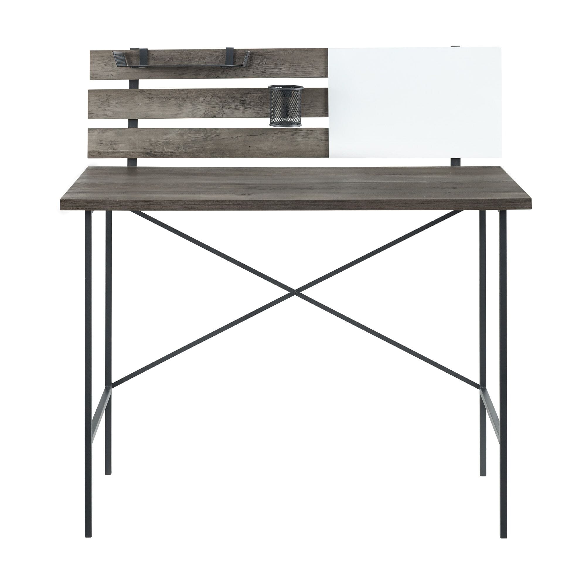 42 Inch Modern Slat Back Adjustable Storage Writing Desk Grey