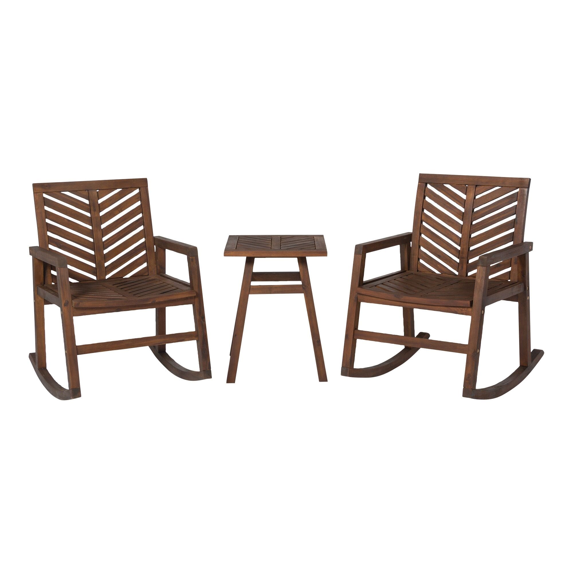 3 Piece Outdoor Rocking Chair Chat Set Dark Brown By Walker Edison