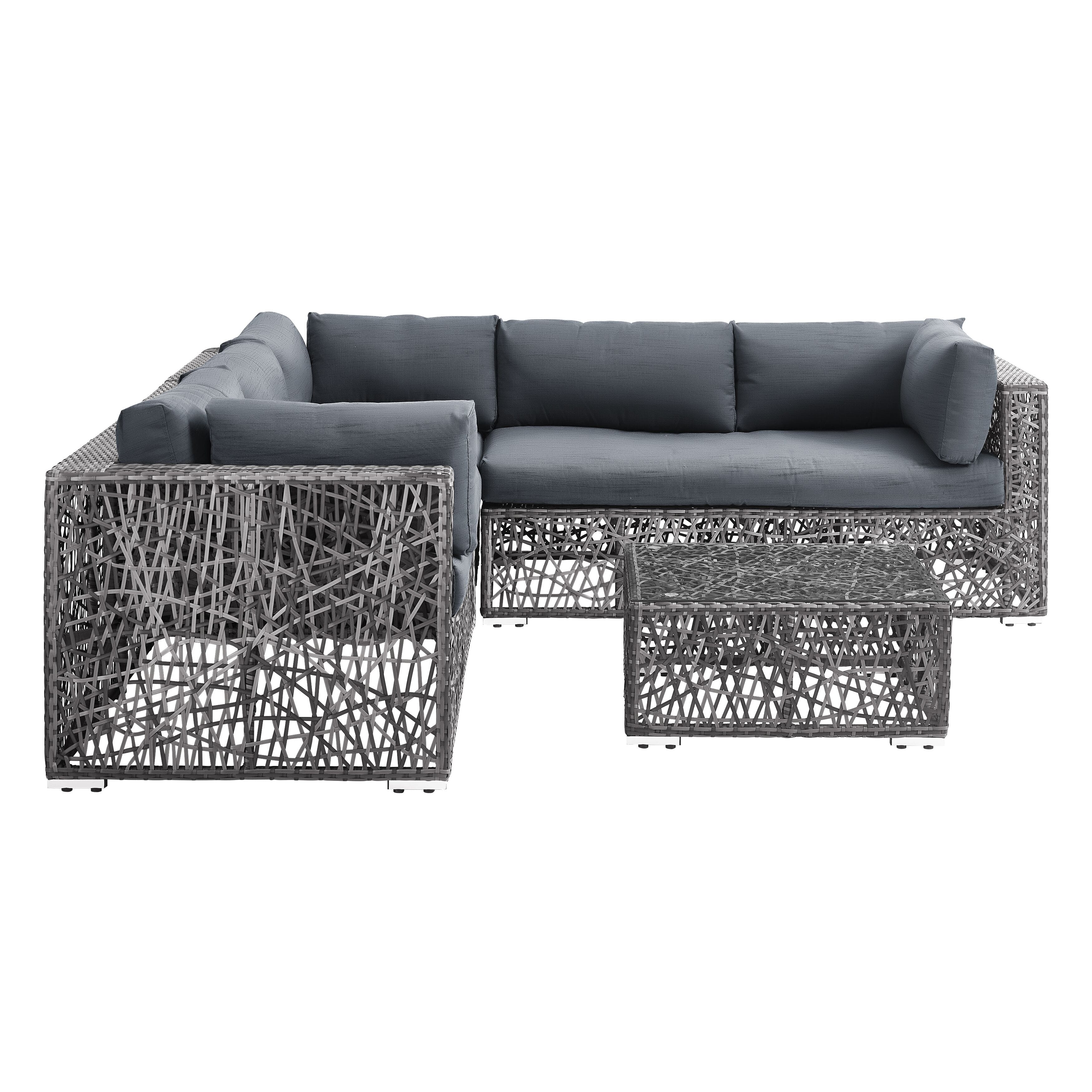 4Piece Modern Patio Set Grey by Walker Edison