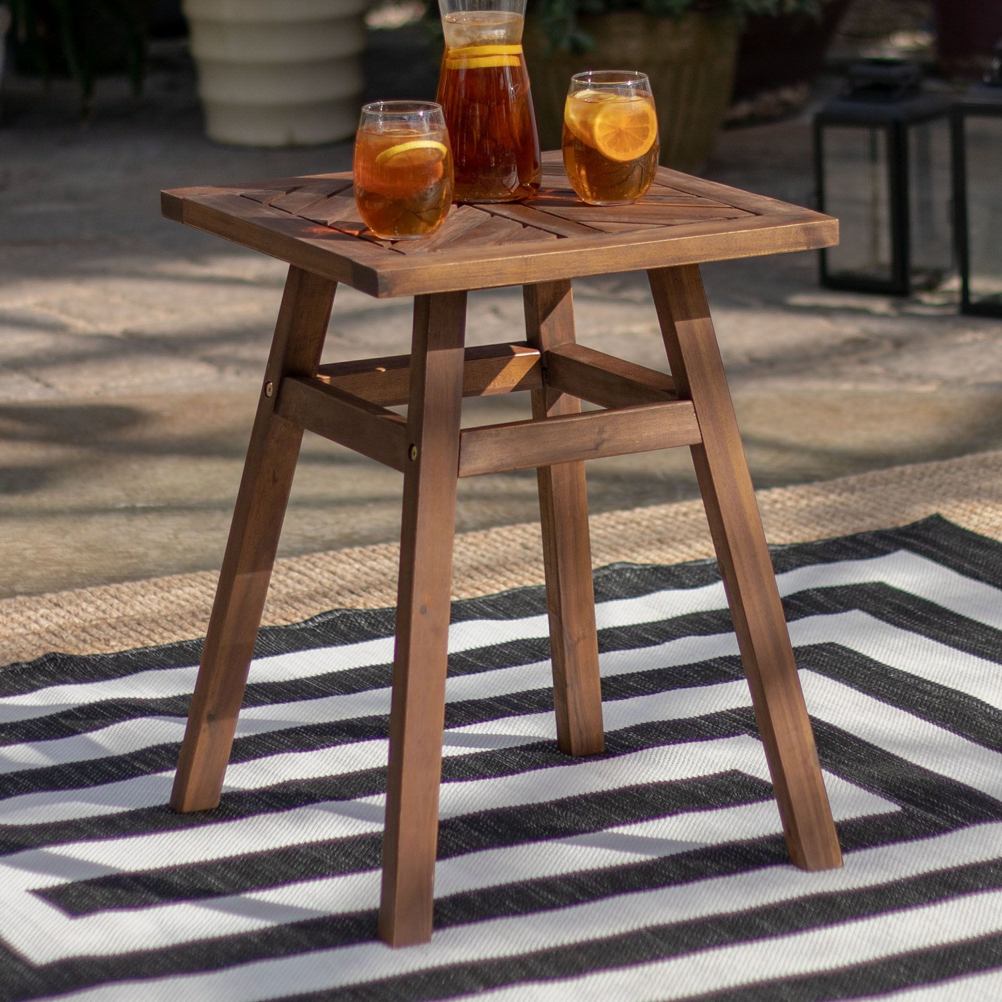 Patio Wood Side Table - Dark Brown 1 by Walker Edison