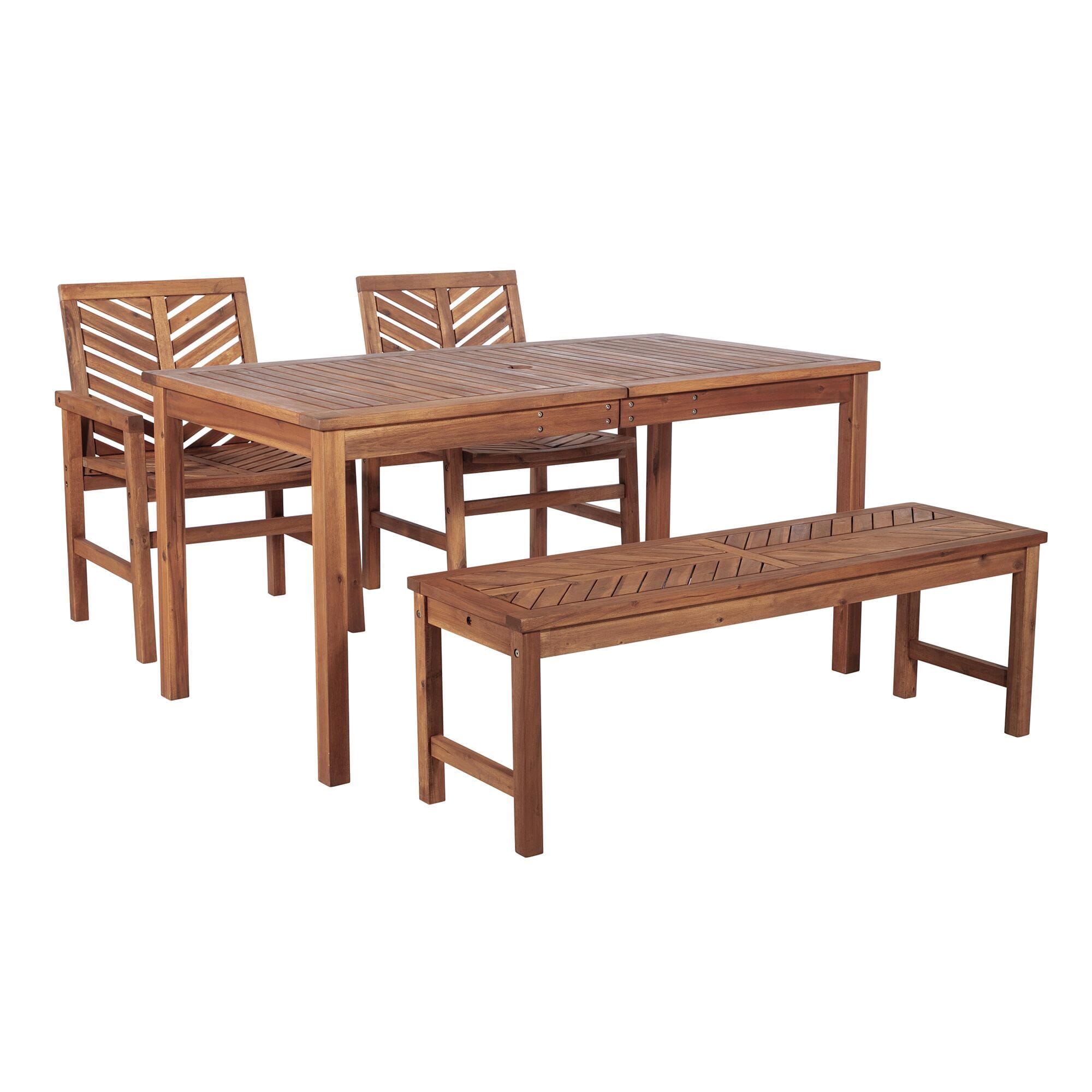 4-Piece Chevron Outdoor Patio Dining Set - Brown by Walker Edison