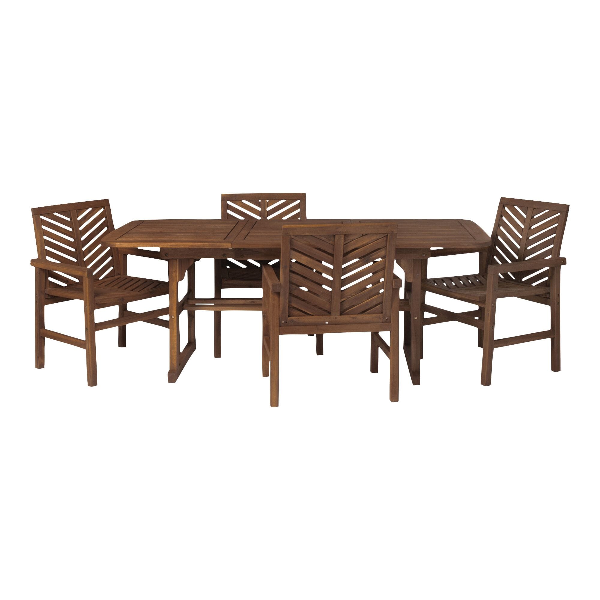 5-Piece Extendable Outdoor Patio Dining Set - Dark Brown by Walker Edison