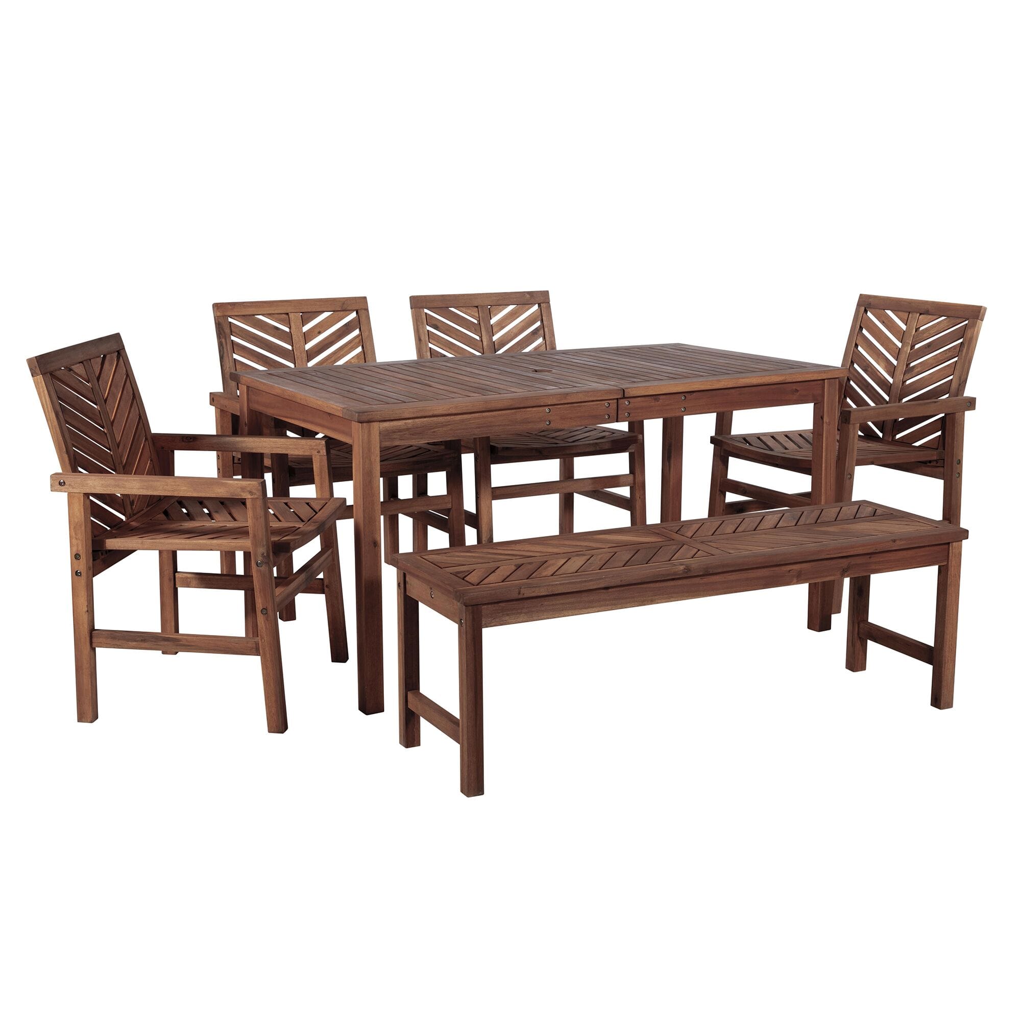 6-Piece Chevron Outdoor Patio Dining Set - Dark Brown by Walker Edison