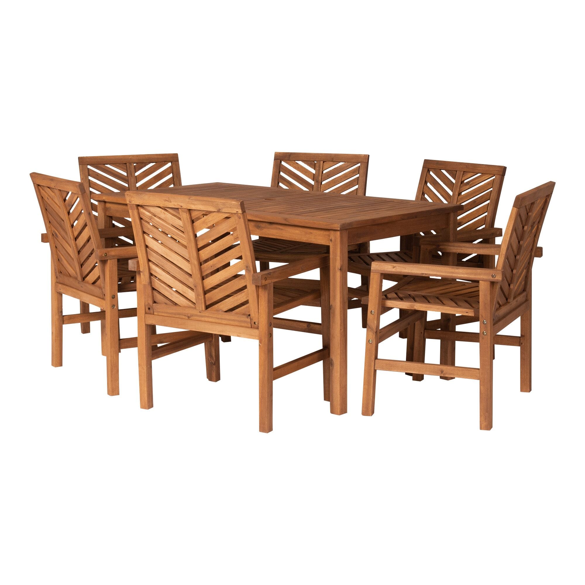 7-Piece Chevron Outdoor Patio Dining Set - Brown by Walker Edison