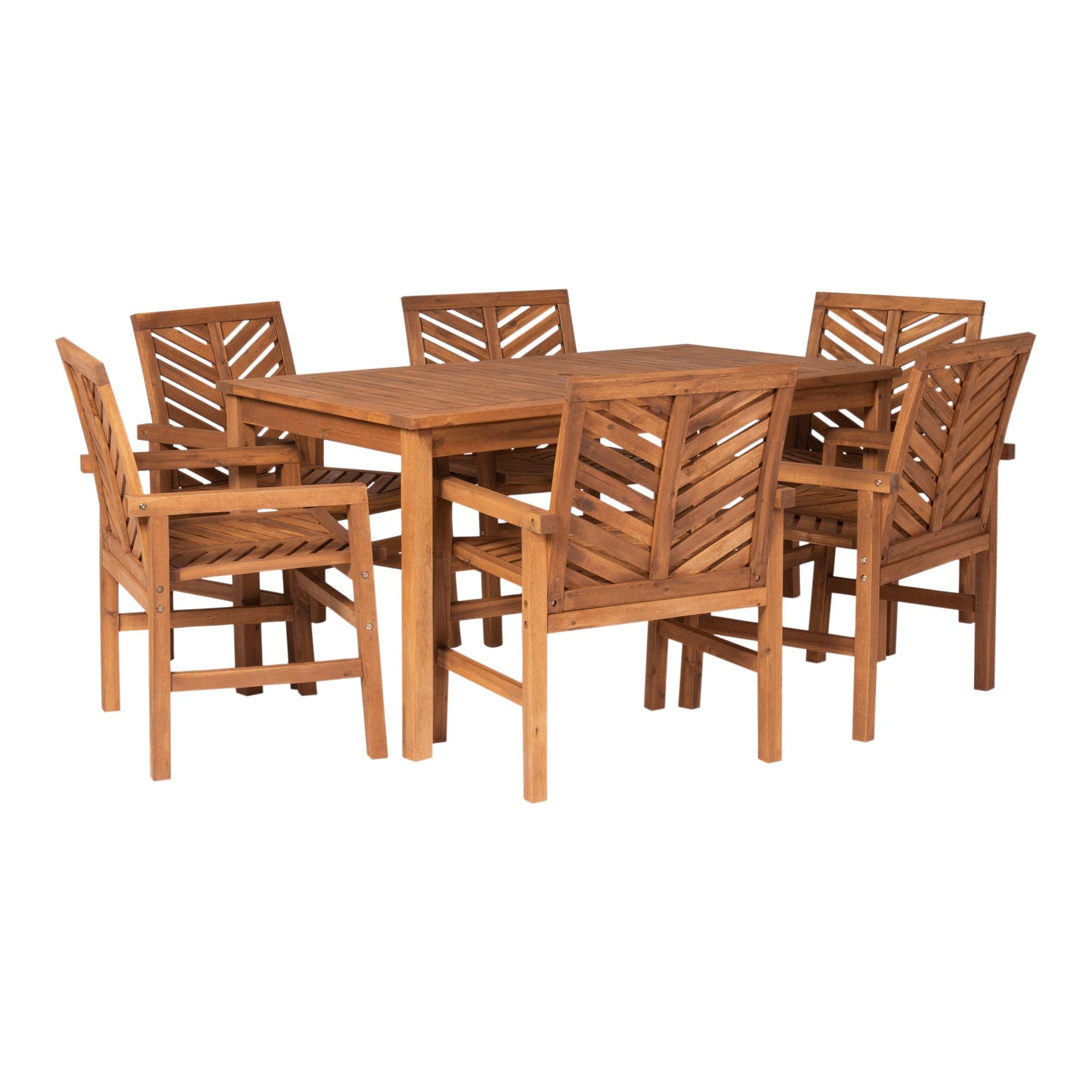 7-Piece Chevron Outdoor Patio Dining Set - Brown by Walker Edison