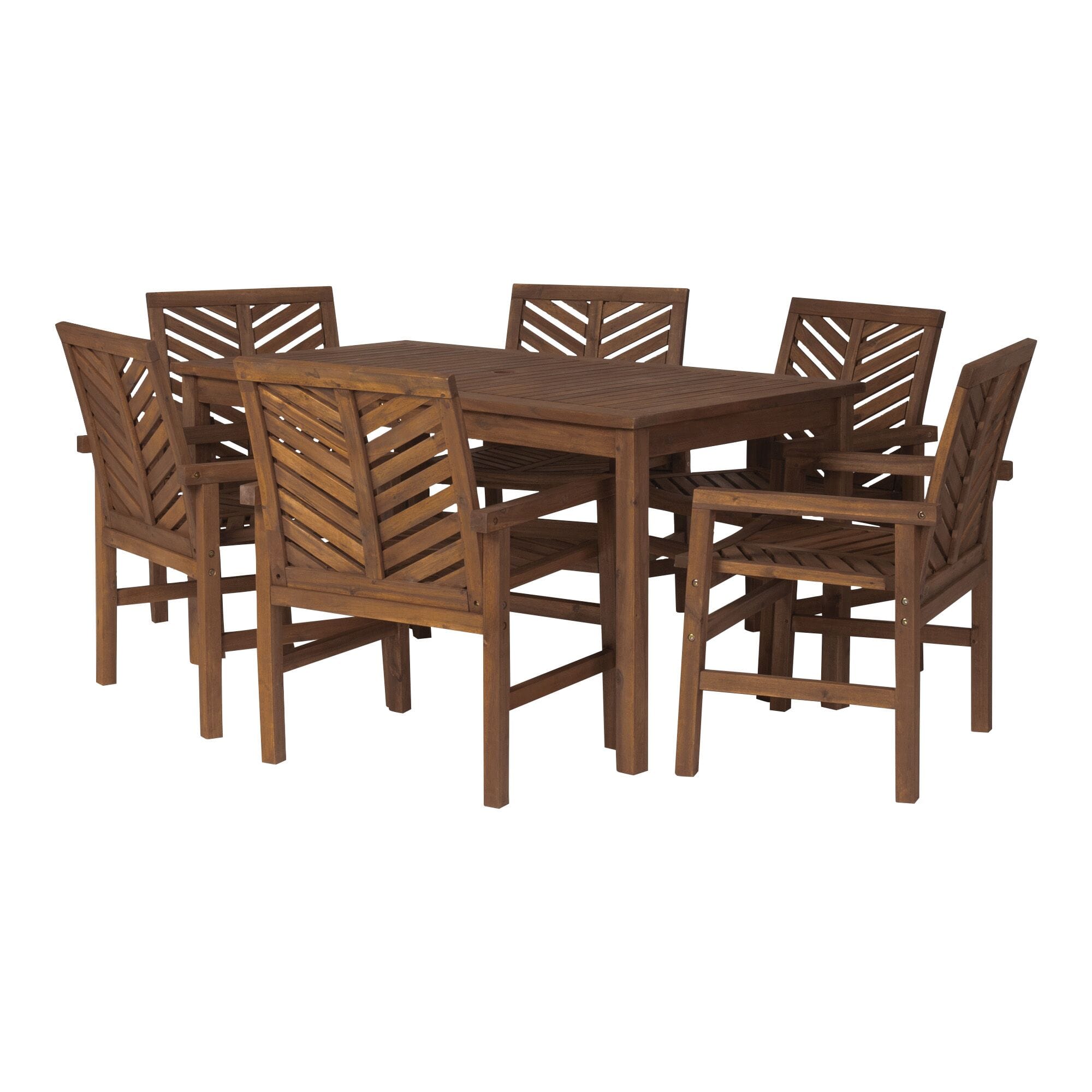 7-Piece Chevron Outdoor Patio Dining Set - Dark Brown by Walker Edison