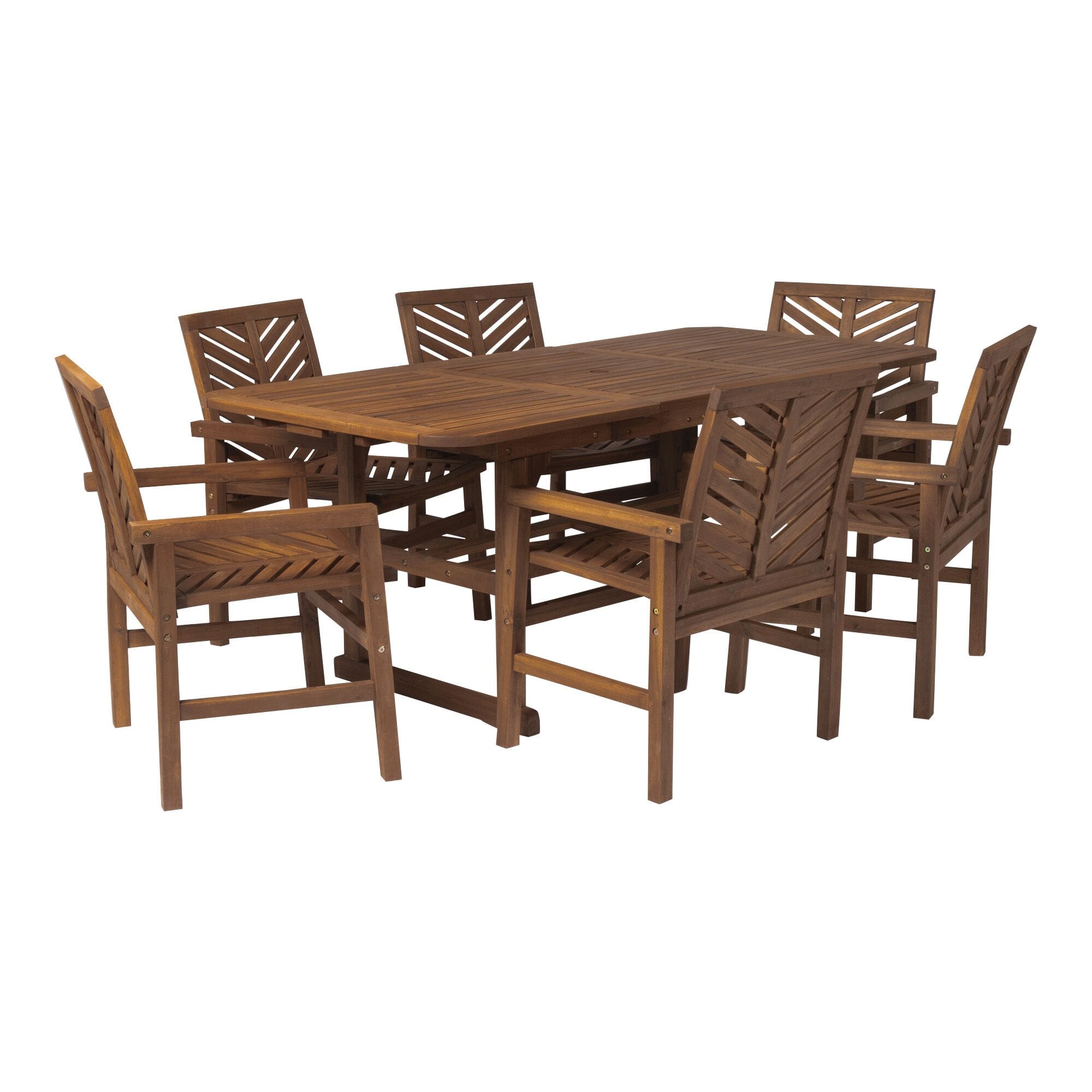 7-Piece Extendable Outdoor Patio Dining Set - Dark Brown by Walker Edison
