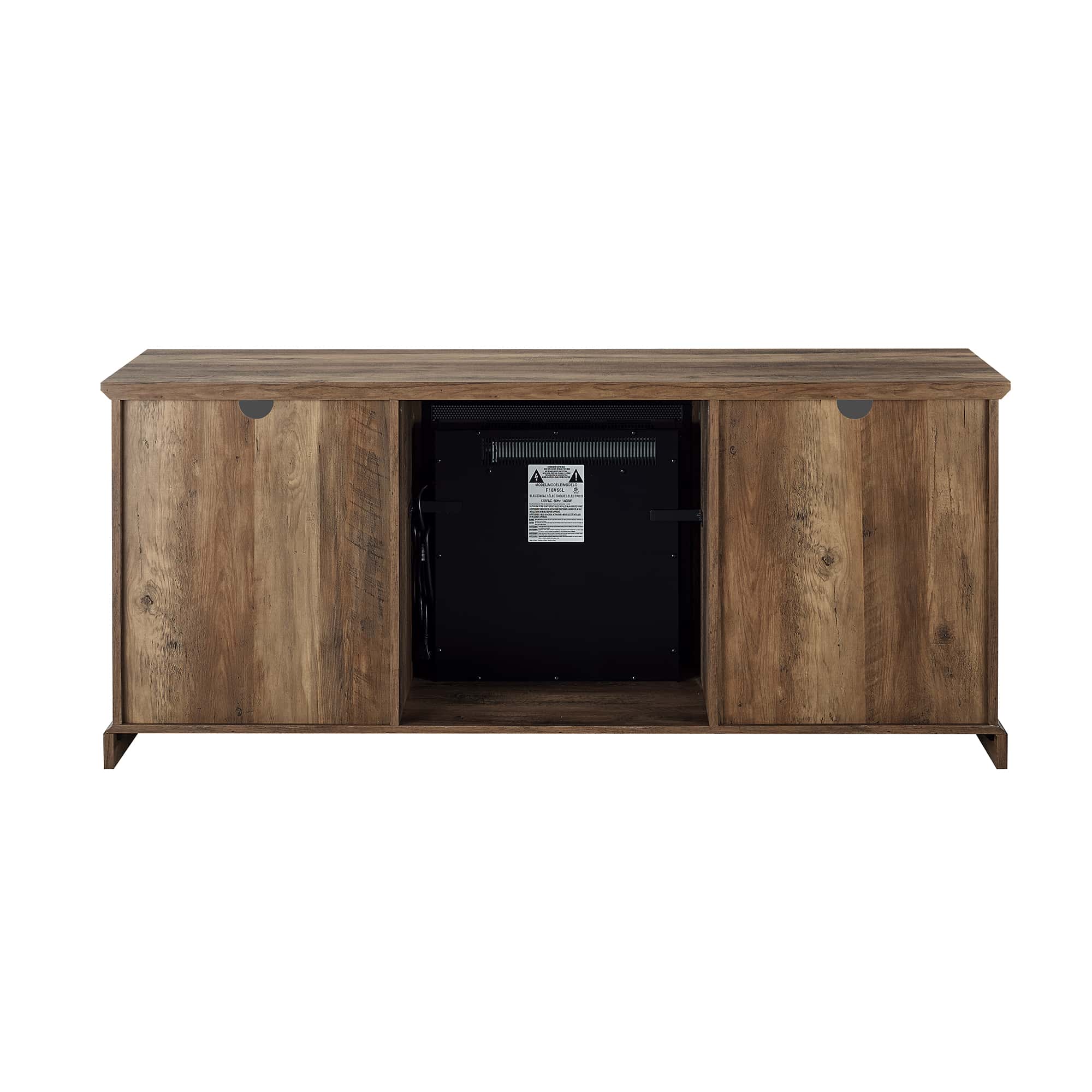 60 Inch 2 Door Fireplace Console Reclaimed Barnwood by Walker Edison