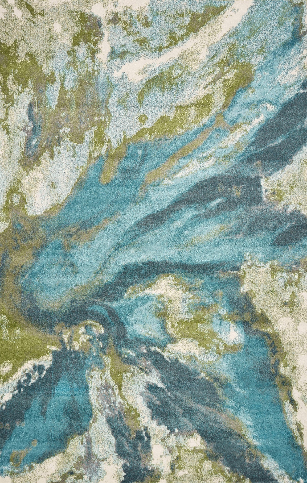 Watercolors Teal Abstract Area Rug By Kas Rugs