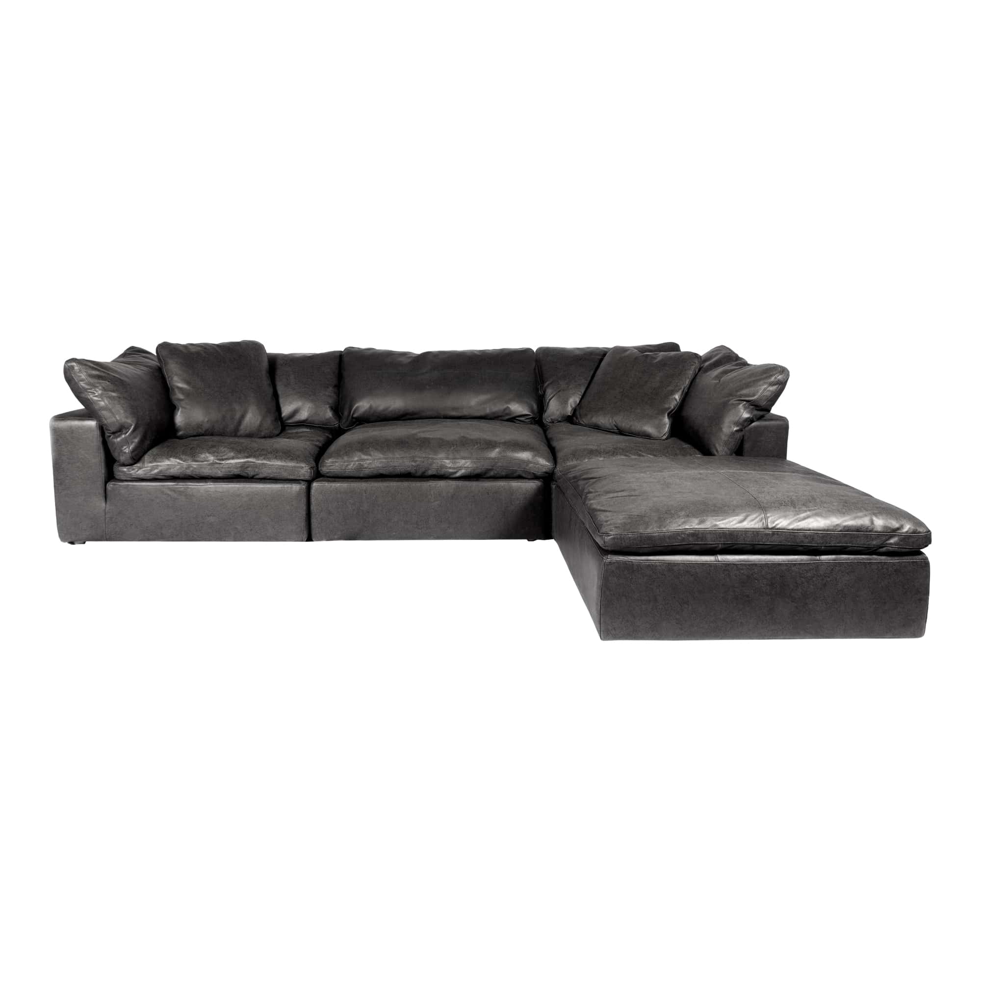 Black leather 2024 modular sectional