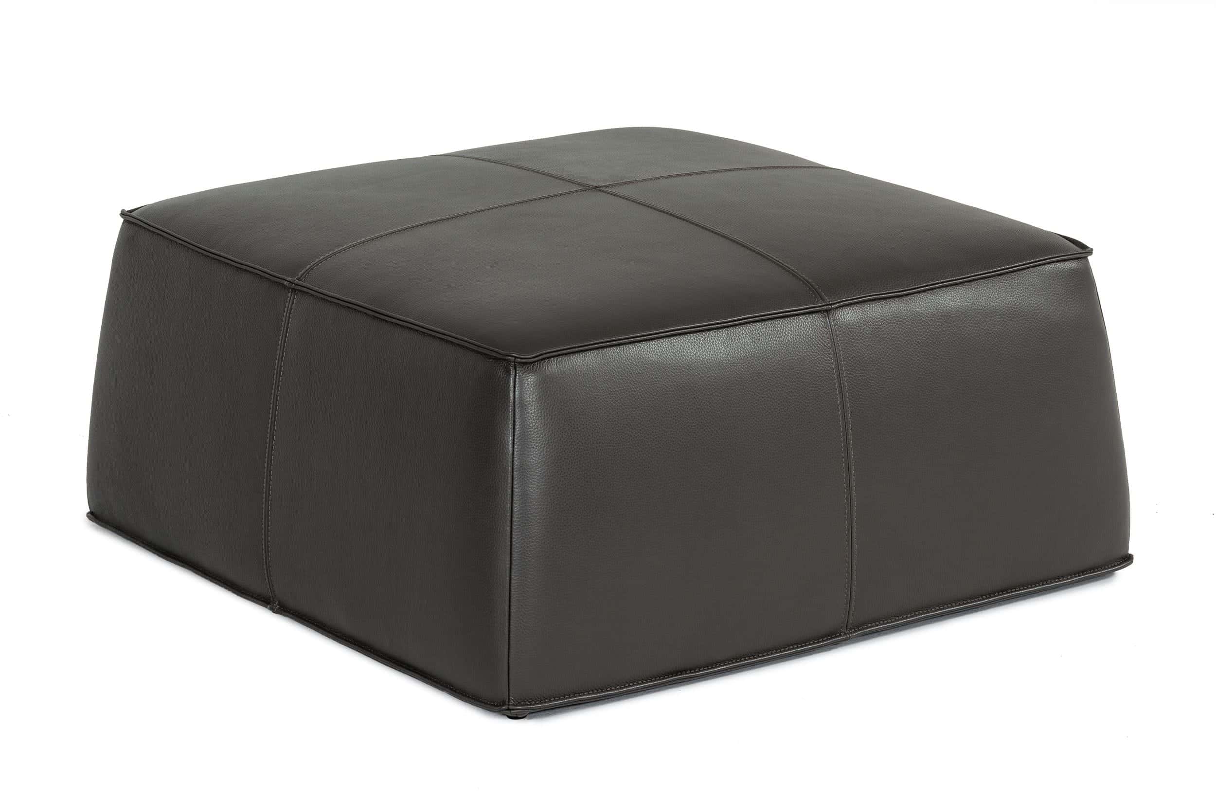 Divani Casa April - Modern Dark Grey Leather Square Ottoman by VIG Furniture