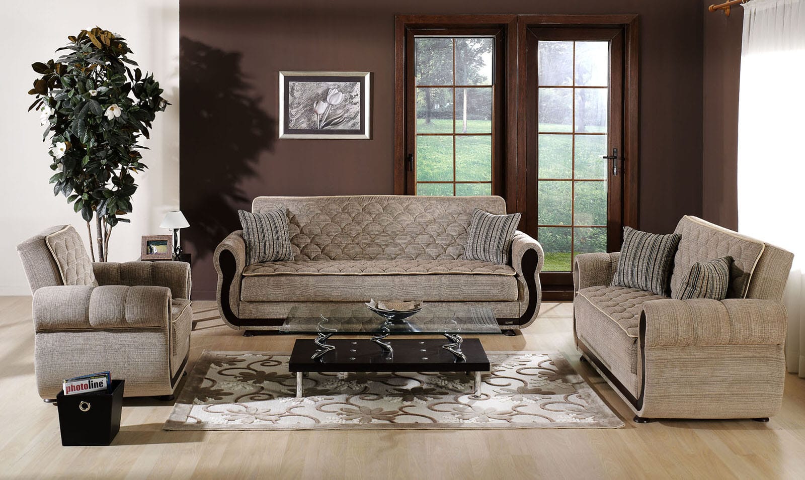 Istikbal Furniture Argos Zilkade Light Brown Convertible Sofa Bed