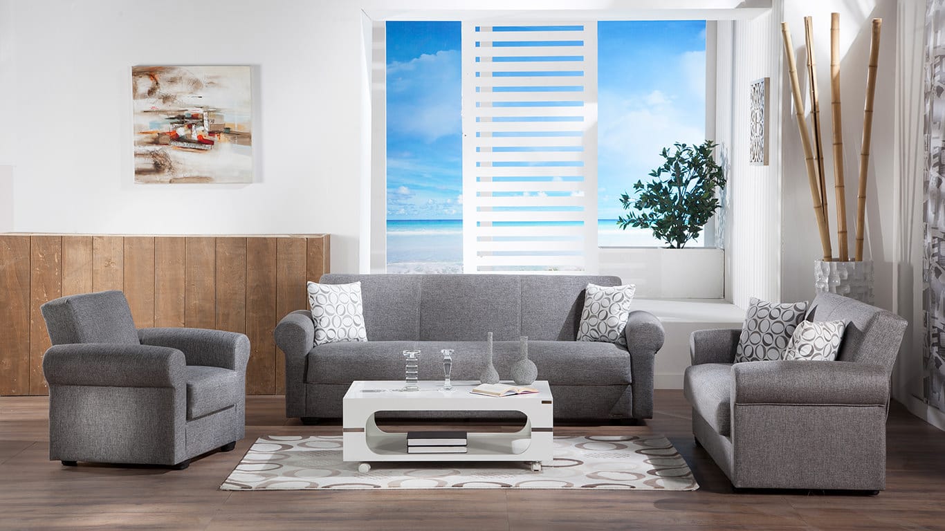 Elita S Diego Grey Sofa, Love & Chair Set - Thumbnail 2