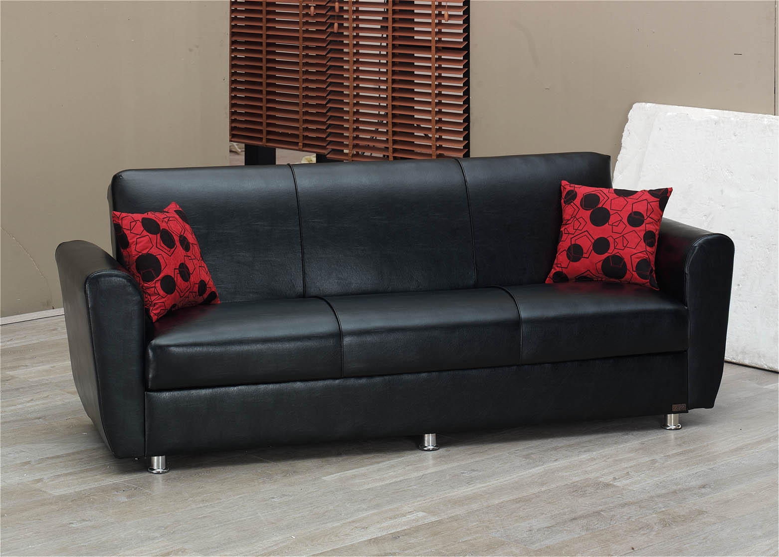 Harlem Black Leather Sofa Bed by Empire Furniture USA