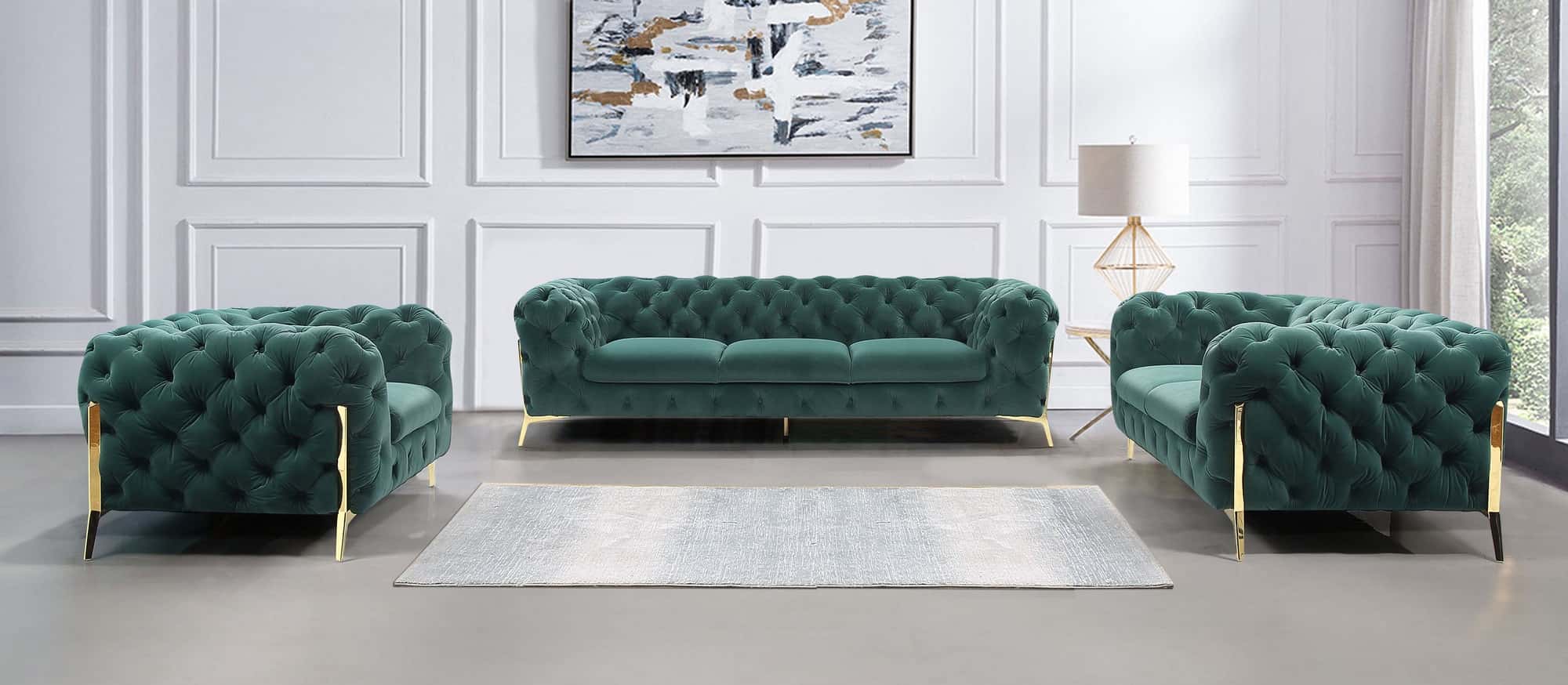 Divani Casa Sheila - Modern Emerald Green Fabric Sofa Set by VIG Furniture