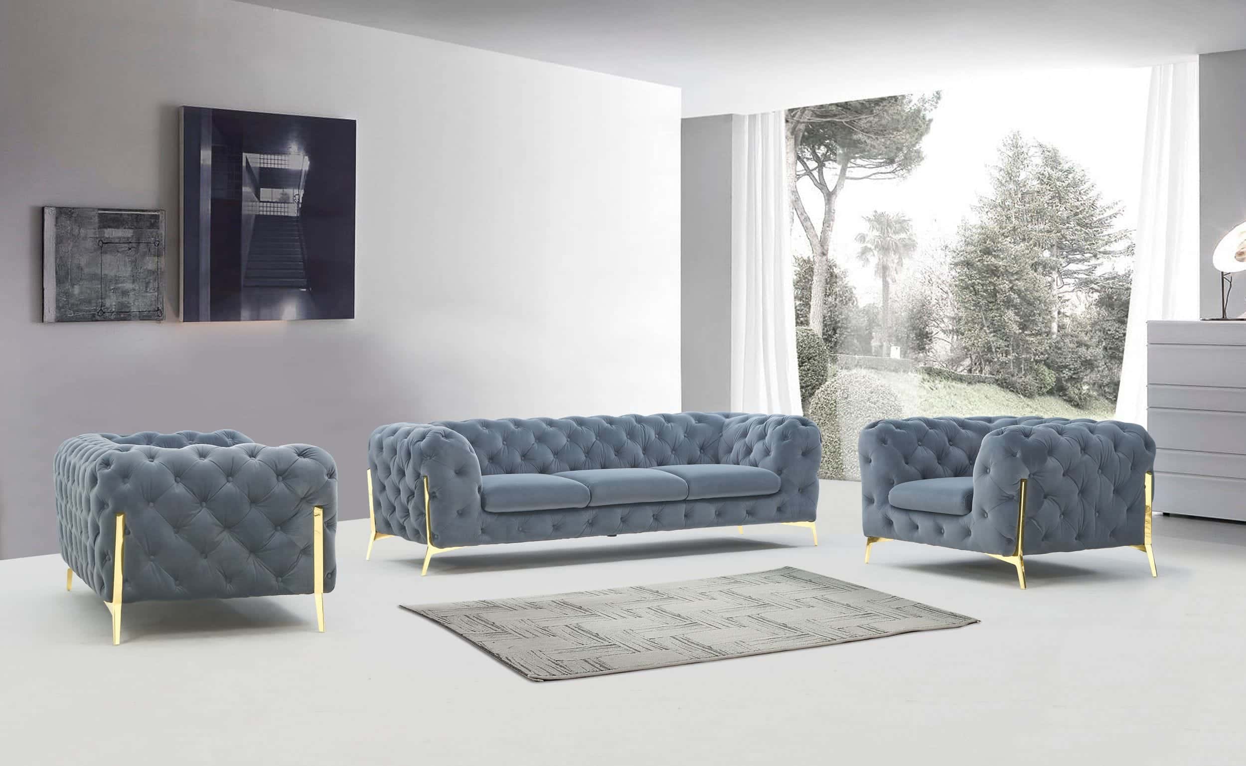 Divani Casa Sheila - Modern Dark Grey Fabric Sofa Set by VIG Furniture