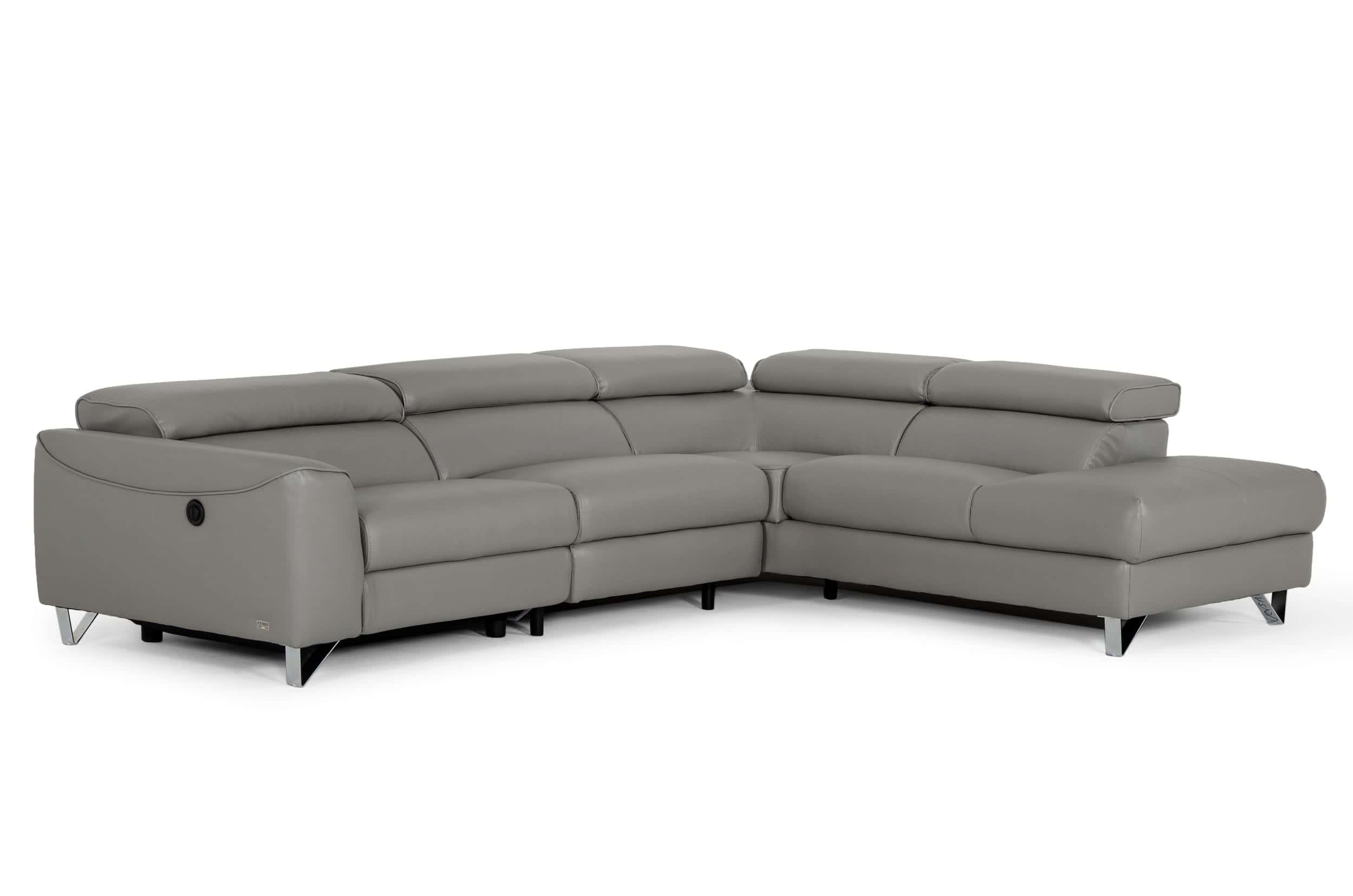 Divani Casa Versa - Modern Grey Eco Leather RAF Chaise Sectional w/Recliner  by VIG Furniture
