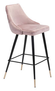 Piccolo Bar Chair Pink Velvet by Zuo Modern