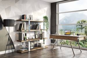Modrest Brewer - Modern Walnut Glass & Stainless Steel Bookshelf by VIG Furniture