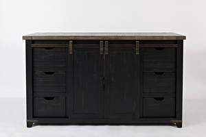 Madison County Vintage Black 60 Inch Barn Door Server by Jofran Furniture