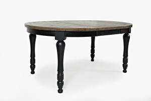 Madison County Vintage Black Round to Oval Dining Table by Jofran Furniture