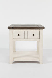 Madison County Vintage White End Table by Jofran Furniture