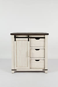 Madison County Vintage White 32 Inch Barn Door Accent Cabinet by Jofran Furniture
