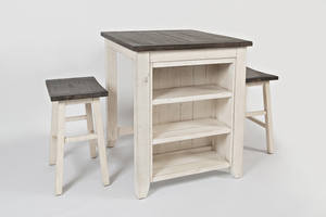 Madison County Vintage White 3pc Counter Height Set by Jofran Furniture