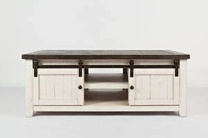 Madison County Vintage White Barn Door Cocktail Table by Jofran Furniture