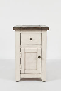 Madison County Vintage White Chairside Table by Jofran Furniture