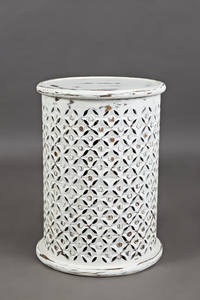 Global Archive Antique White Drum Table by Jofran Furniture