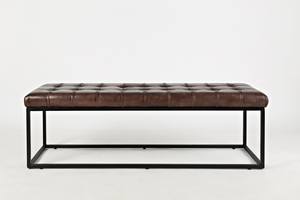 Global Archive Dark Sienna Leather Ottoman by Jofran Furniture