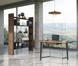 Modrest Glencoe - Modern Walnut & Black Glass Bookshelf by VIG Furniture