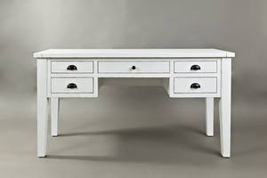Artisan's Craft Weathered White 5-Drawer Desk by Jofran Furniture