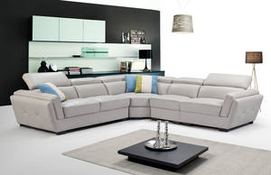 2566 Gray Leather Sectional by ESF