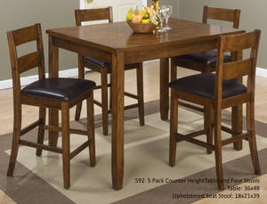 Plantation Warm Brown 5 Piece Counter Height Dining Set by Jofran Furniture