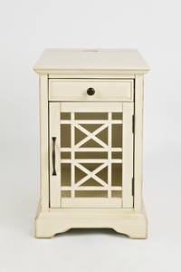 Craftsman Antique Cream Power Chairside Table by Jofran Furniture