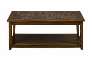 Baroque Brown Cocktail Table with Mosaic Tile Inlay by Jofran Furniture