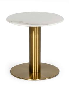 Modrest Fairway - Glam White Marble and Brushed Gold End Table by VIG Furniture
