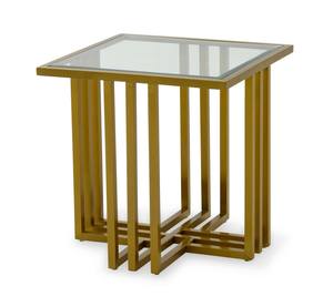 Modrest Kodiak - Glam Clear Glass and Gold Glass End Table by VIG Furniture
