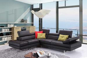 A761 Premium Italian Leather Sectional Black by J&M Furniture