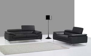 A973 Premium Italian Leather Sofa Black by J&M Furniture