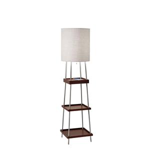 Henry AdessoCharge Shelf Floor Lamp (Brushed Steel/Walnut) by Adesso Furniture