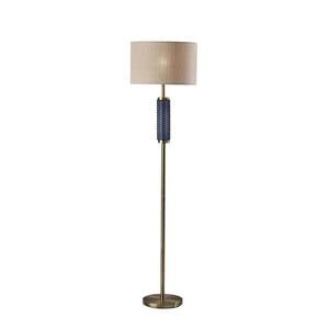 Delilah Floor Lamp Antique Brass & Blue Glass by Adesso Furniture