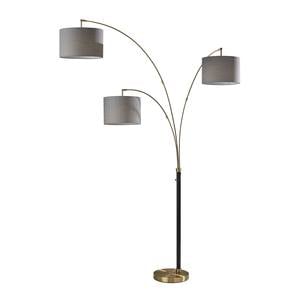 Bergen Black & Antique Brass 3-Arm Arc Lamp by Adesso Furniture