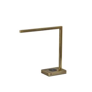 Aidan Antique Brass Adesso Charge Led Wireless Charging Desk Lamp by Adesso Furniture