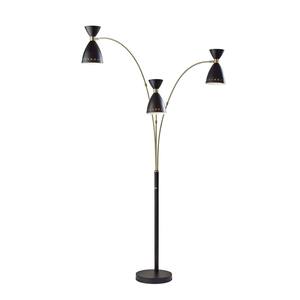 Oscar 3-Arm Arc Lamp- Black w/Antique Brass by Adesso Furniture