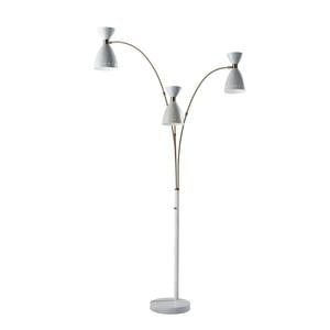 Oscar 3-Arm Arc Lamp- White w/Antique Brass by Adesso Furniture